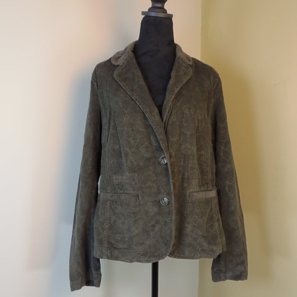 Ruff-Hewn Women's LG OLIVE‎ Green Corduroy Classic Blazer Hipster BoHo Chic